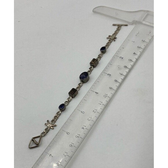 Smoky Quartz Iolite Silver 925 Bracelet Toggle - Picture 5 of 5